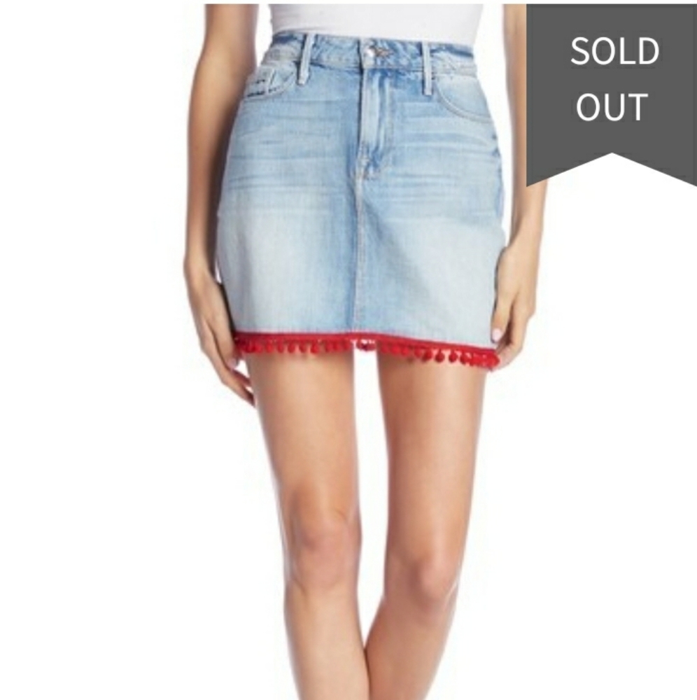 Good American Denim Pompom Mini Skirt NWOT